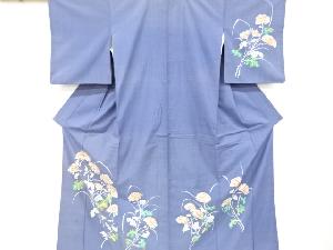 アンティーク　菊模様手織り紬着物
